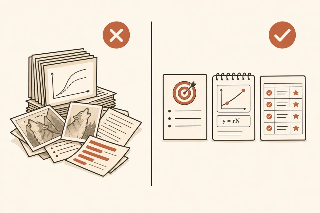Simple visual explaining A messy set of course clues.