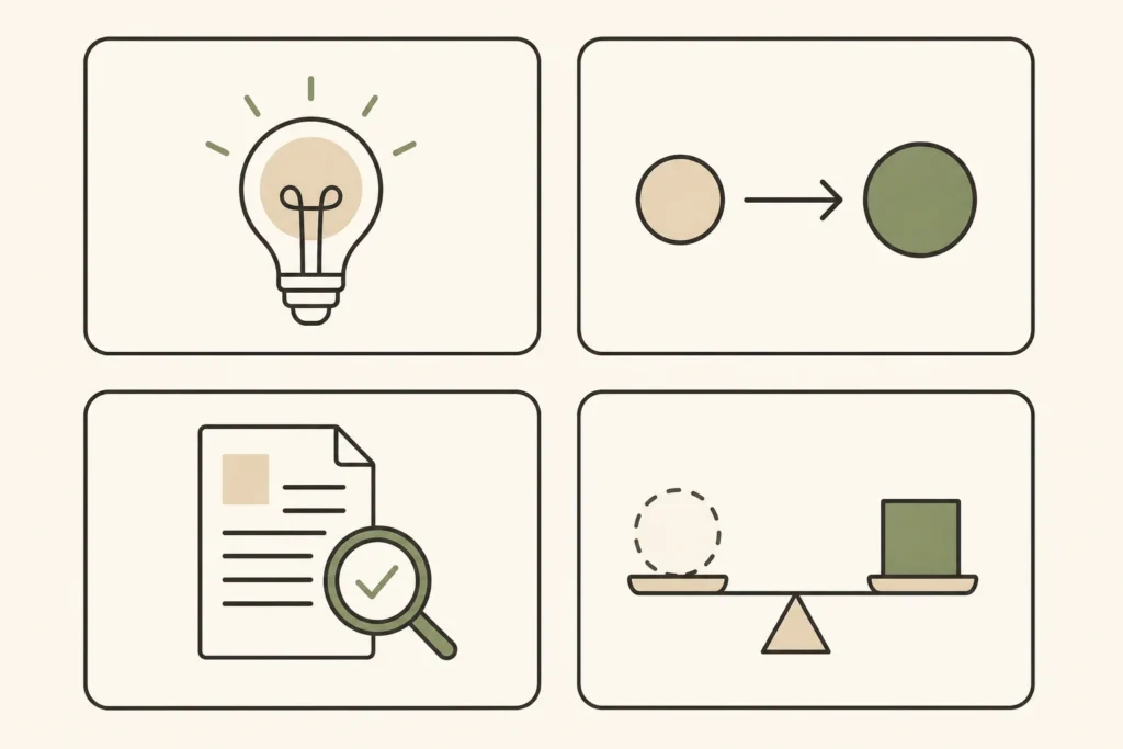 Four visual prompt types for recall, explanation, analysis, and application.
