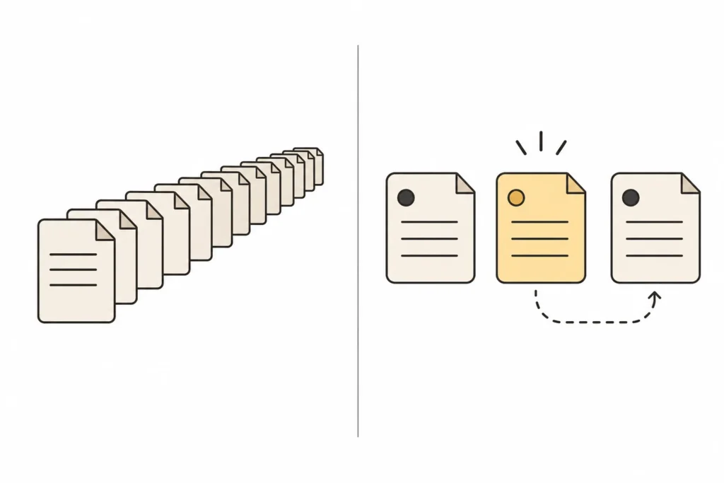 Chronological rereading is contrasted with targeted repair and a later recheck.