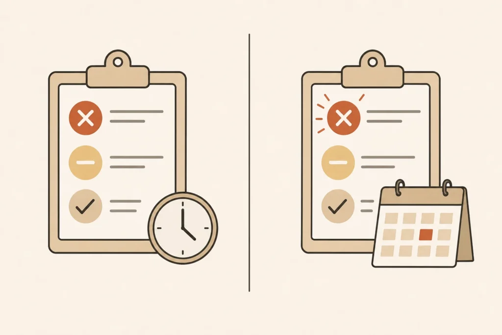 Simple visual explaining Choose What to Repair First With Three Signals.
